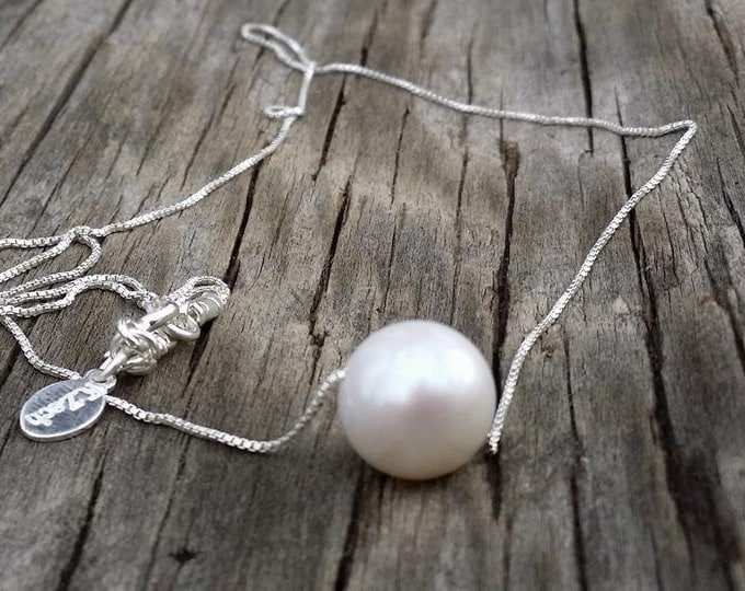 Freshwater Pearl,Pearl Necklace,Silver Necklace, Sterling SIlver,Wedding Jewelry