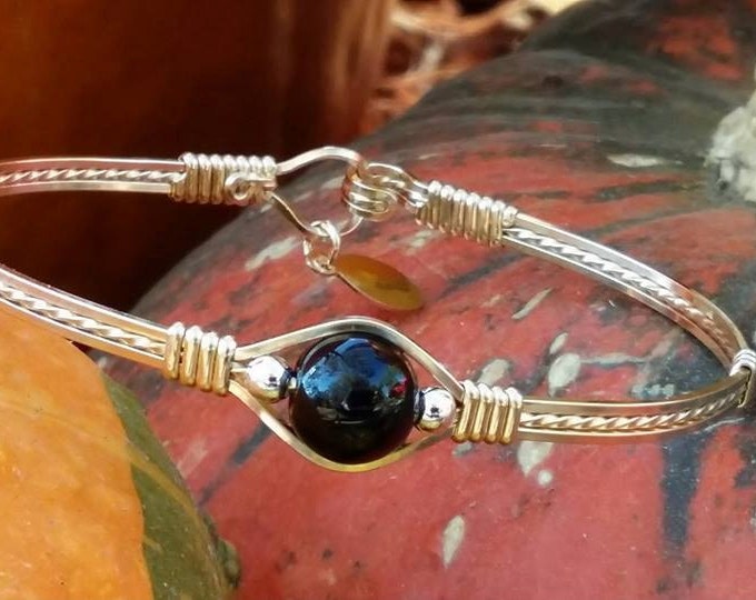 14kt Gold Filled,14kt Gold,Black Jasper,Gold Bracelet,Gemstone Bracelet,Wire Jewelry,Wire Bracelet