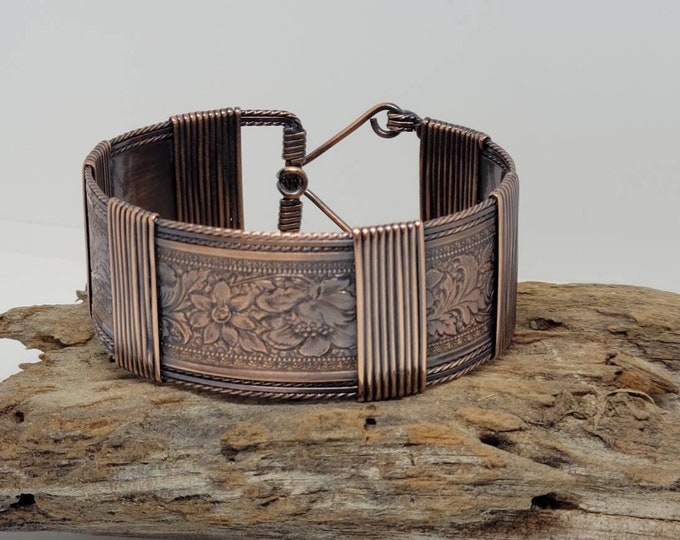 Hippie: Wide Copper Bracelet, Wide bracelet, Copper jewelry, Wire Weave, Wire Jewelry, Wire Wrapped