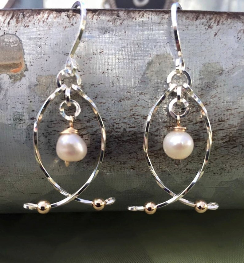 Pearl Faith Argentium Silver and Pearl Earrings Wire Wrapped Etsy