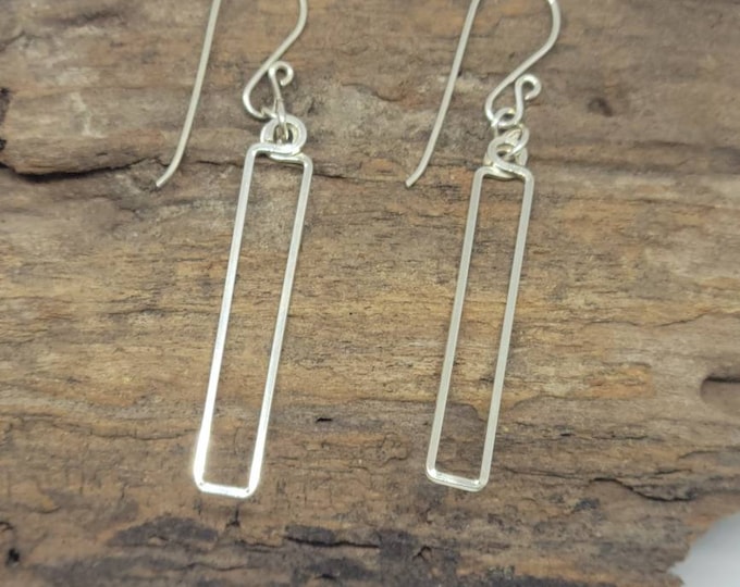 Bar None: Simple Silver Rectangle Earrings