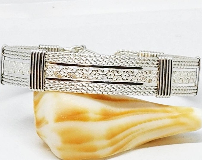 Silver Gardens: Silver Bracelet, wire wrapped, Argentium Silver