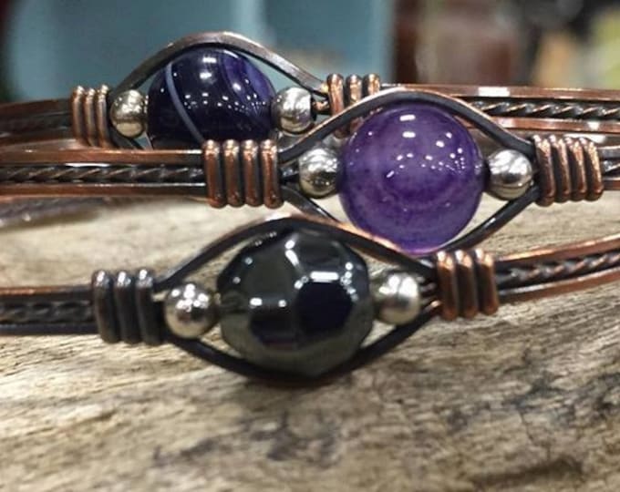 Copper gemstone bracelets bangles