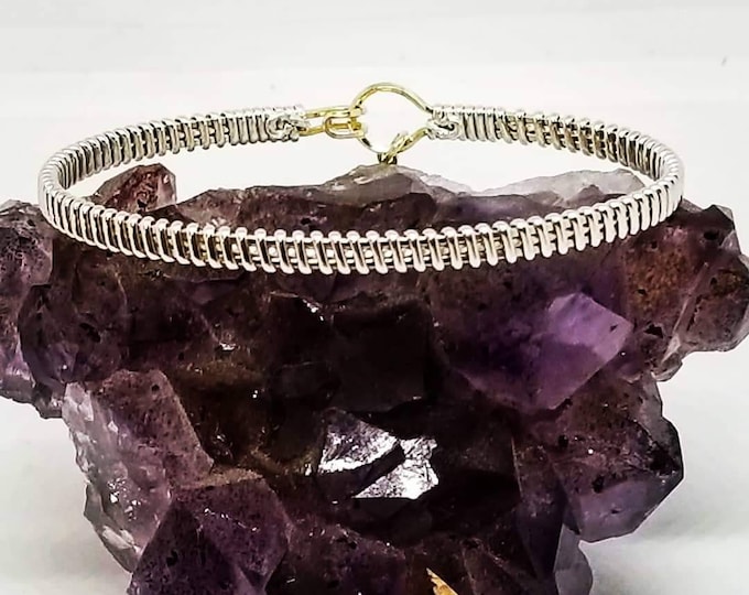 Allure: Fine Silver, Gold fill, wire wrapped bracelet, silver and gold