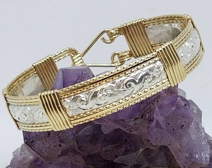 Majestic: Gold and Silver Bracelet, Wire Wrapped Bracelet