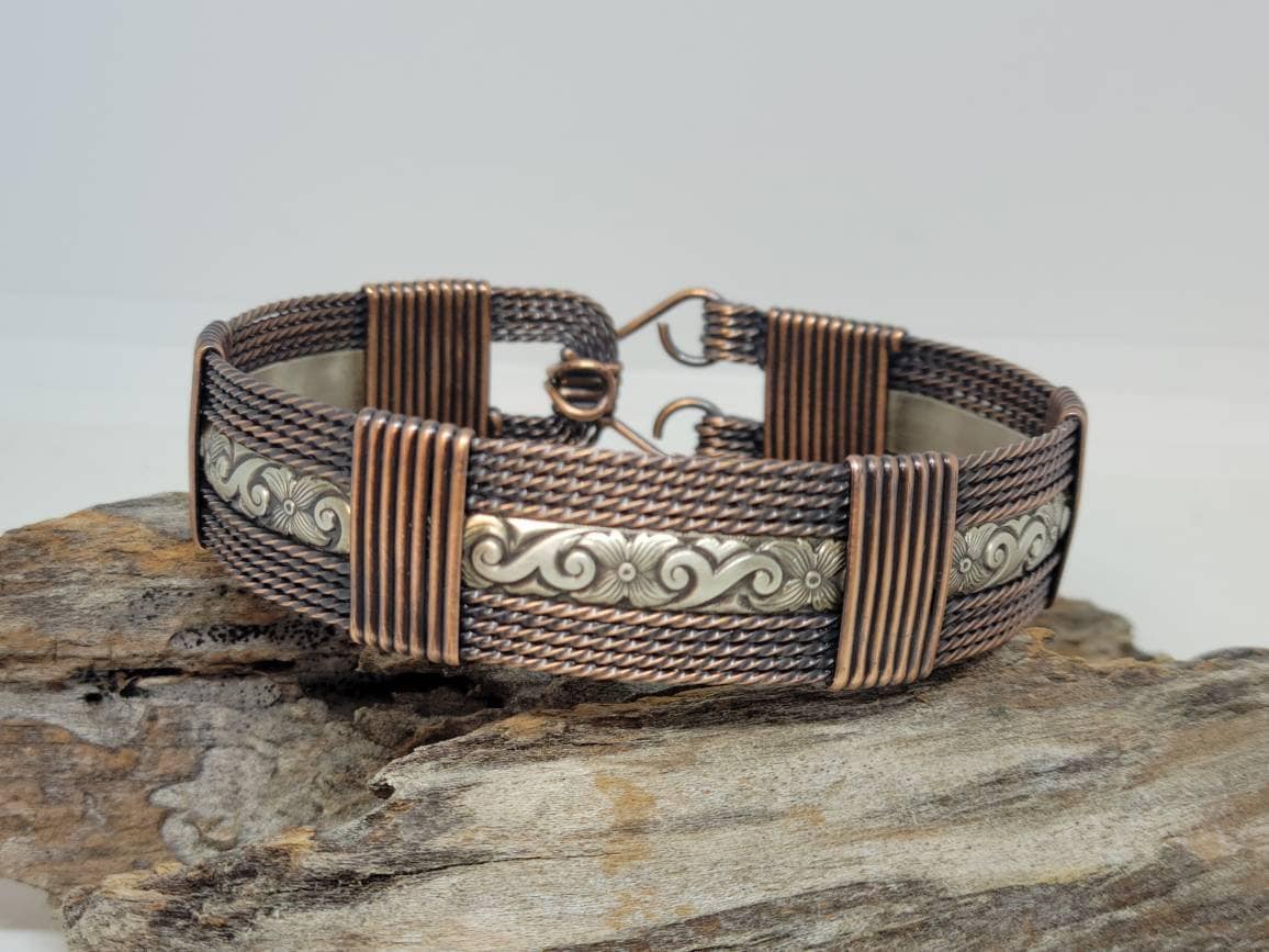 Mens copper and silver bracelet deals