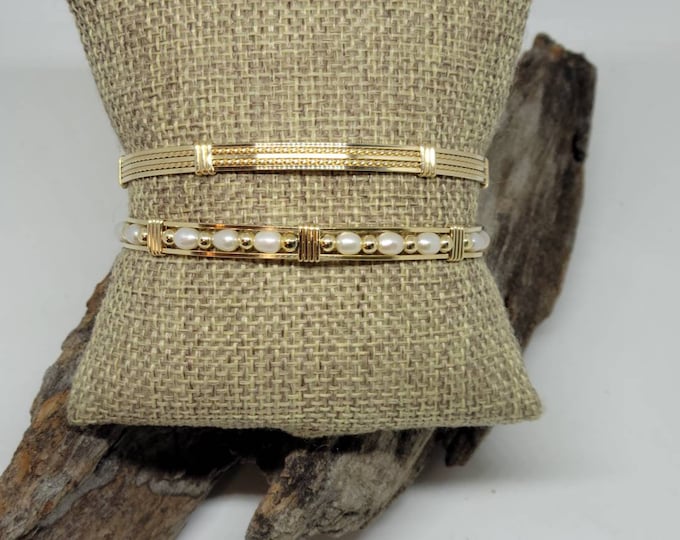The Perfect Pair, Stackable Gold and pearl bracelets.