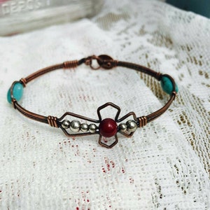 Southwestern Praise, Turquoise, Cranberry Quartz, Christian, religious, cross