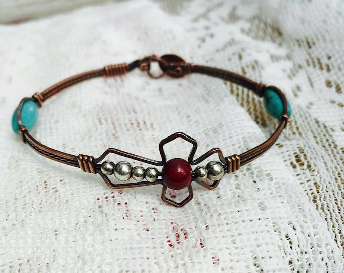 Southwestern Praise, Turquoise, Cranberry Quartz, Christian, religious, cross