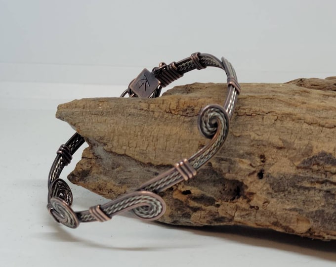 Rustic Van Gough, Silver and Copper beautifully antiqued wire wrapped bracelet