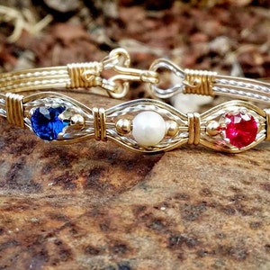 Cynthia: A 14kt Yellow Gold Filled,Gold Jewelry,Birthstone Jewelry,Birthstone Bracelets,Pearl Jewelry,CZ Jewelry,Wire Jewelry,Silver