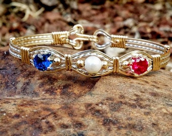 Cynthia: A 14kt Yellow Gold Filled,Gold Jewelry,Birthstone Jewelry,Birthstone Bracelets,Pearl Jewelry,CZ Jewelry,Wire Jewelry,Silver