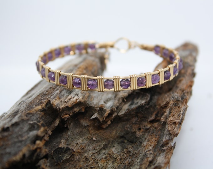 Gemstone Bracelet, Amethyst or  Aqua Marine and Gold Bracelet