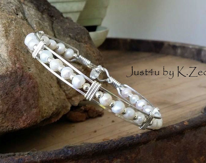 Silver jewelry, pearl jewelry, Argentium silver, Freshwater pearls, Handmade