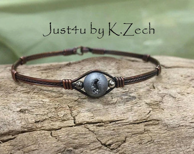 Copper Druzy bracelet bangle