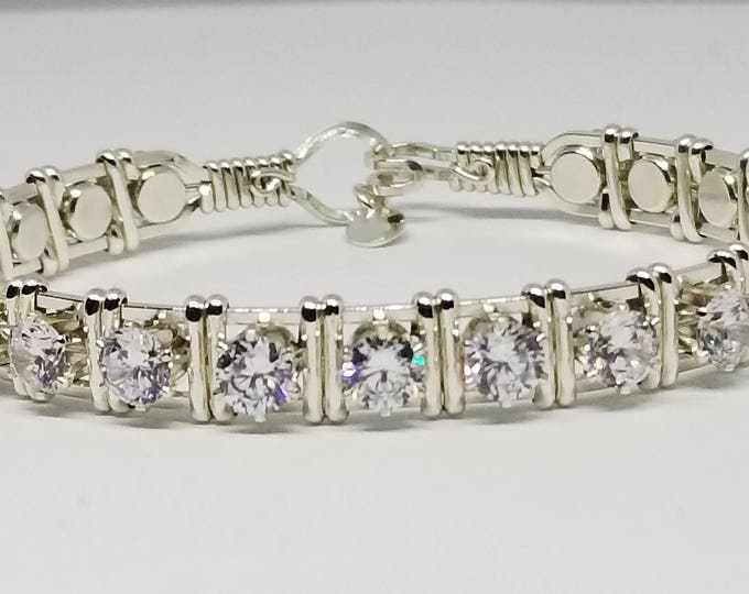 Silver Luxe, Silver CZ bracelet, Argentium Silver, Cubic Zirconia,