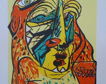 Zeefdruk Grieks thema Blik van Heracles orgiinele zeefdruk inkt op waterbasis 50 x 65 cm oplage 25