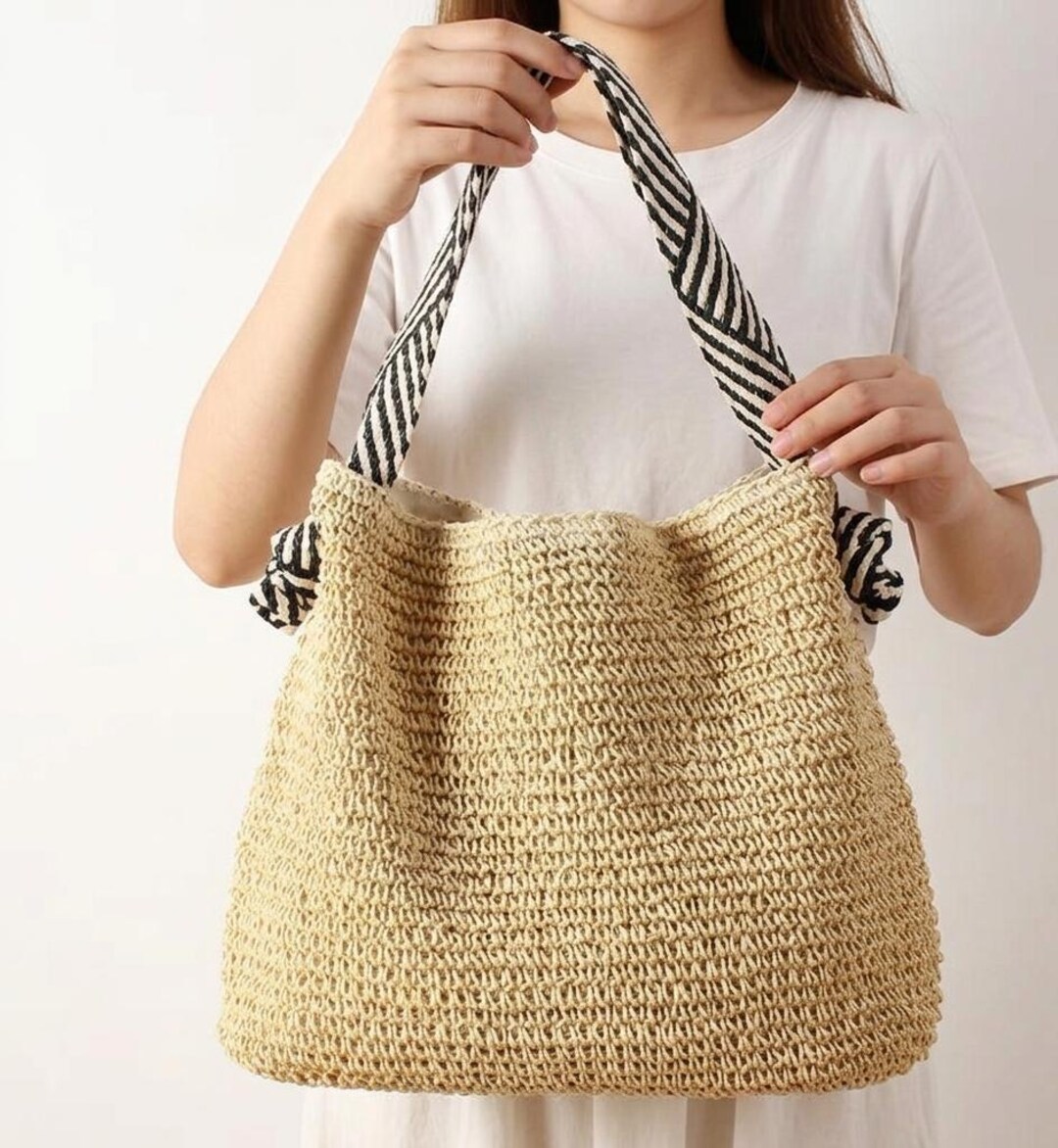 Boho Straw Tote Bag, Woven Beach , Large Capacity Shoulder , Summer ...
