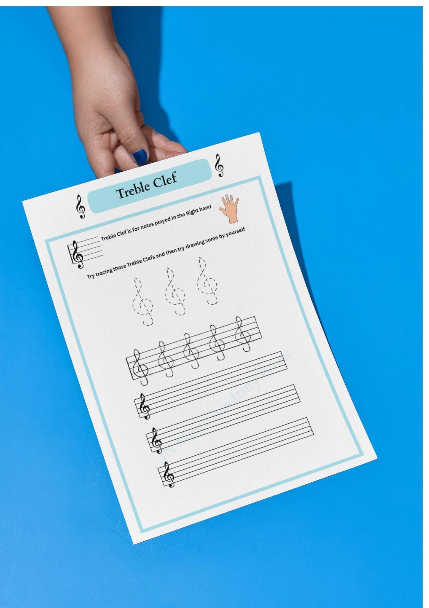Treble Clef Worksheet With Traceable Clefs - Etsy