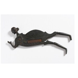 Antique figural Betel Nut cutter. Woman shaped. Brass, bronze.