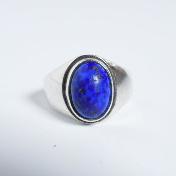 Vintage Spotted Lapis Lazuli 925 Sterling silver … - image 1