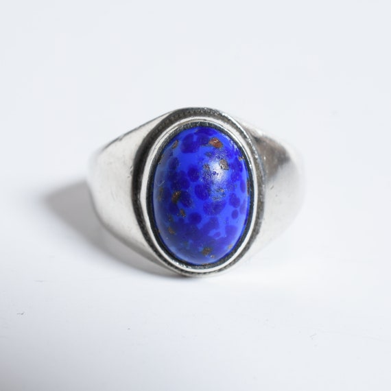 Vintage Spotted Lapis Lazuli 925 Sterling silver … - image 9