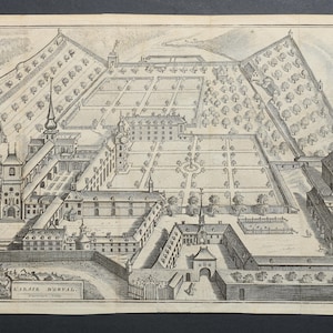 Antique 1700s Engraving Print L&#39;abaie d&#39;Orval, Belgium Harrewijn, JB Christyn #1