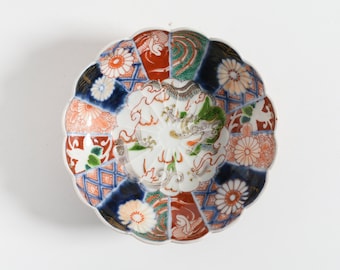 Cuenco japonés antiguo de 14,5 cm, Arita Ko-Imari, década de 1880, con centro de dragón, período Meiji