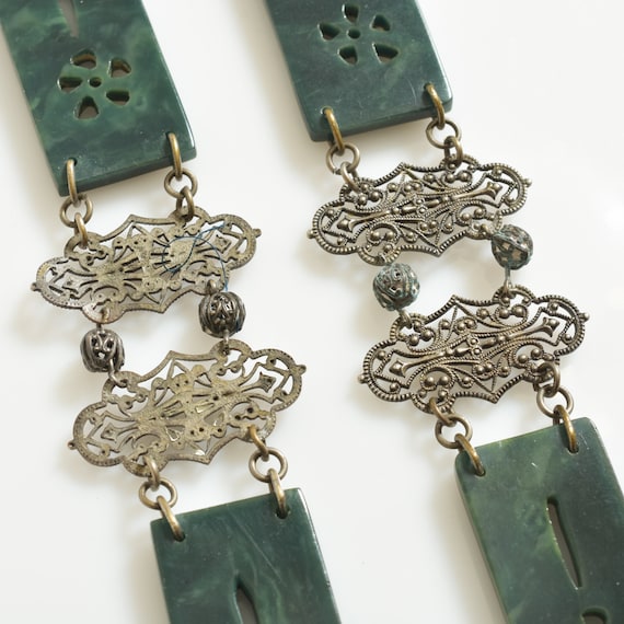 Vintage Art Deco Celluloid Filigree Jewelry Flappe