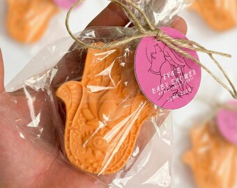 Baby Powder Scented Baby Shower Eid Mubarak Soaps - Ramadan Gifts Bulk Favor Decorations, Party Moon Neutral Personalized - Orange