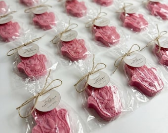 Set of 12 or 24 Baby Powder Scented Baby Shower Eid Mubarak Soaps - Ramadan Gifts Bulk Favor Decorations, Party Moon Personalized - Pink