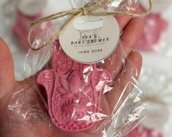 Baby Powder Scented Baby Shower Eid Mubarak Soaps - Ramadan Gifts Bulk Favor Decorations, Party Moon Neutral Personalized - Pink
