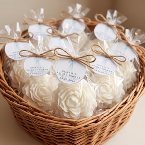 Baby Powder Scented White Peony Bridal Shower Soap Favors Guests in Bulk