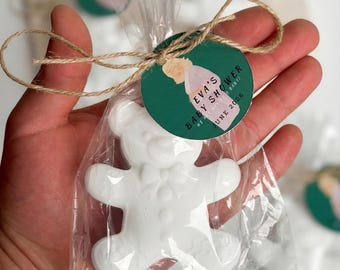 Baby Powder Scented Teddy Bear Soap Favors - Neutral Baby Shower Guest Gifts - White