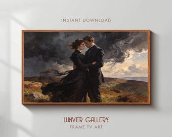 Heathcliff & Catherine on the Moor | Wuthering Heights Frame TV Art | Romantic Gothic Decor | Dark Academia Literary Wall Art Digital