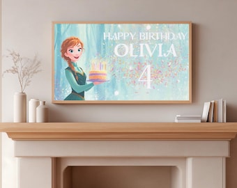 Custom Birthday Frame TV banner | Anna from Disney Frozen | Happy Birthday Personalized Digital Art