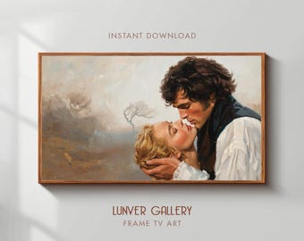 Heathcliff & Catherine | Wuthering Heights Frame TV Art | Romantic Decor | Wuthering Heights Oil Painting Digital Art