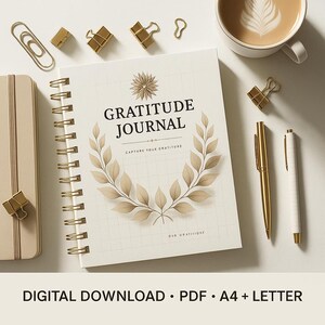 Gratitude Journal Printable • Daily Gratitude Log • Minimalist Journal • Self Care Planner • Aesthetic Printable • PDF A4 + Letter