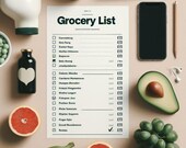 Grocery List Printable | Minimalist Shopping List | Food Shopping Planner | A4 & US Letter PDF | Instant Download