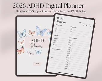 2026 ADHD Digital Planner for iPad, GoodNotes (79 Pages)