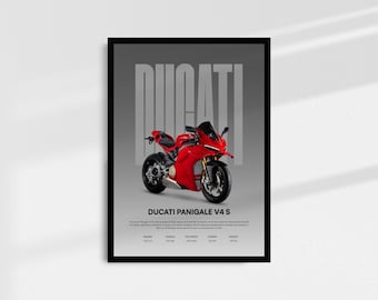 Poster della moto Ducati Panigale V4 S, stampa murale Ducati, stampa Superbike