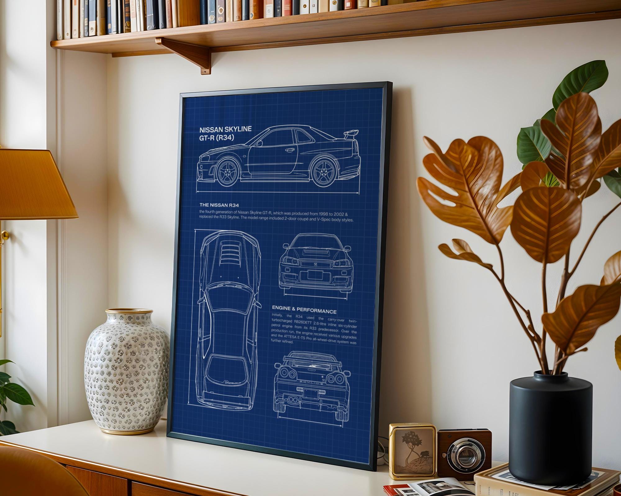 Nissan Skyline R34 GTR Blueprint Poster - Etsy Australia