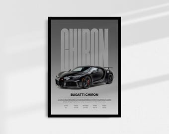 Bugatti Chiron Car Poster, Modern Auto Art Print