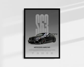 Póster del Mercedes S63 AMG / Arte mural de coches de lujo