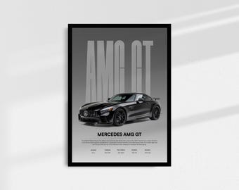 Mercedes AMG GT Car Poster, Automotive Wall Art