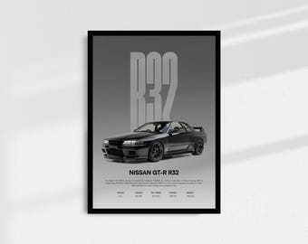 R32日産スカイラインGTR 店頭ポスター Nissan R32 GTR Wall Art, Skyline Poster, JDM Wall Decor - Etsy