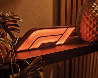 Lámpara LED de Fórmula 1 (F1): letrero iluminado con el logotipo de las carreras de automovilismo, decoración para aficionados al automovilismo, regalo para los amantes de este deporte.
