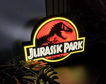 Jurassic Park LED USB-lamp met aan/uit-schakelaar – Retro bioscooplichtbak – Decoratief nachtlampje voor filmliefhebbers – Cadeau voor filmfans