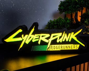 Lámpara LED Cyberpunk Edgerunners: letrero de neón amarillo y verde, decoración para gamers de anime, regalo para fans de los videojuegos.