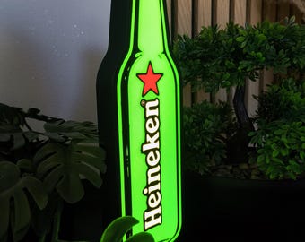 LED-bierfleslamp in Heineken-stijl | Decoratieve lamp voor gamingbar | Groene USB-verlichting | Origineel cadeau | Decoratie voor bierkelder